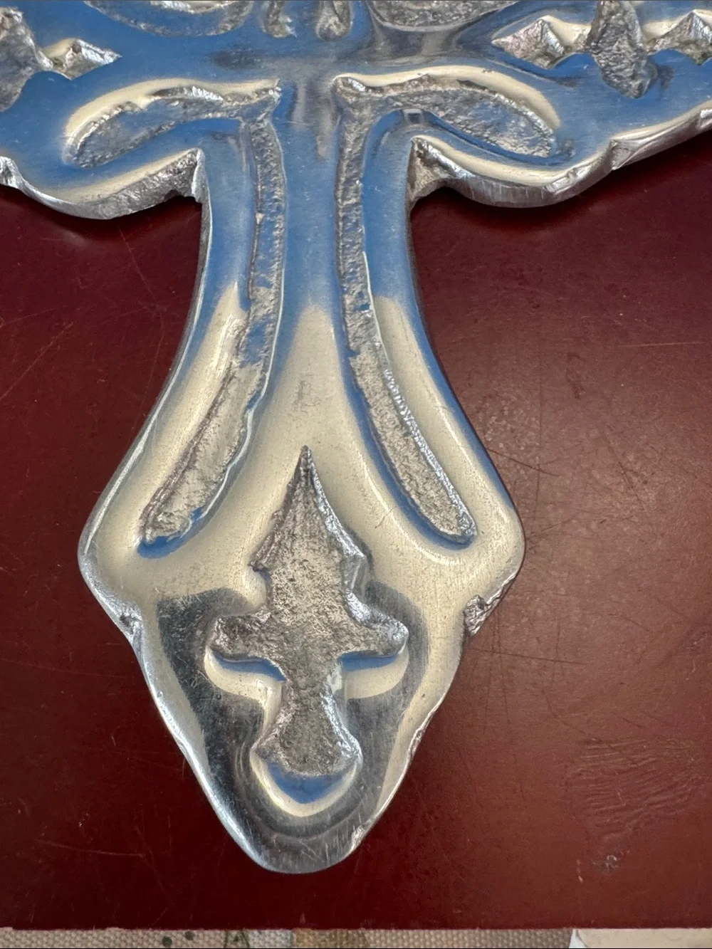 Silver Decorative Cross Wall Accent - Shiny Silver Finish